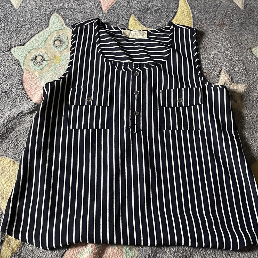 Navy Striped Sleeveless Top (Bin B)